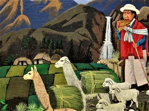 Niet of onleesbaar gesigneerd - Bijzonder Zuid Amerikaans olieverf "Equador - familie in de bergen" gesigneerd kopen? Bied vanaf 1!