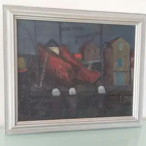 Otto B. de Kat - Haven/werf bij nacht kopen? Bied vanaf 950!