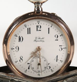 IWC - (Rosé verguld) zilver, Zakhorloge met houder kopen? Bied vanaf 750!