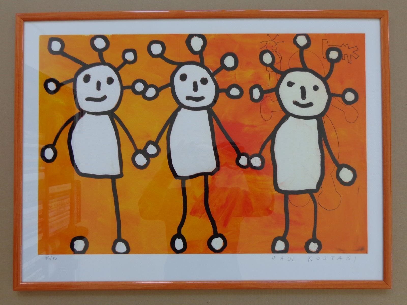 Paul Indrek Kostabi - DRIE FIGUURTJES / GICLEE / 46x63cm / KADER / SIG kopen? Bied vanaf 45!