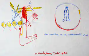 Anton Heyboer - Krijttekening: het ontstaan van... - 1980 verkocht voor € 1!