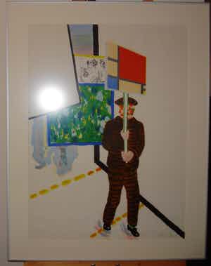 Roger Raveel - 'De schilderijenoptocht van 1978 te Machelen aan de Leie (magnifiek gelijst) verkocht voor € 1075!