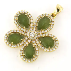 18k geelgouden hanger met mosagaat en briljant geslepen diamant 1.00ct kopen? Bied vanaf 1350!