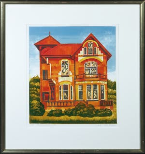 Henk Blokhuis - Linosnede, Oostmarsumsestraat 85 (Almelo) - Ingelijst kopen? Bied vanaf 35!