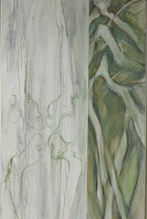 Wim de Bruin - Acryl op doek (drieluik), Bladeren en botten - Ingelijst (Zeer groot) kopen? Bied vanaf 200!