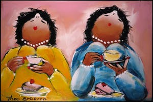 Theo Broeren - Acryl op doek, Theetijd - Ingelijst (Groot) kopen? Bied vanaf 1!