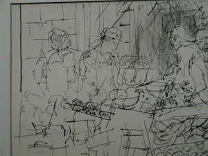 Piet Klaasse - Ingelijste litho (of tekening?) , Mea Sjearim Jerusalem - 1966 kopen? Bied vanaf 50!