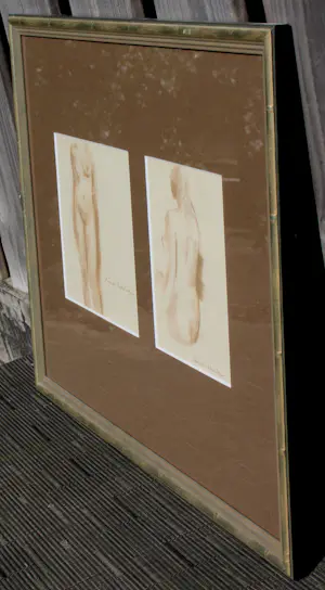 Buy Sierk Schroder - Twee bruine krijttekeningen: Naakt? Bid from 199!