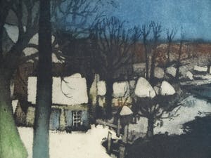 Roger Hebbelinck - naar Albert Saverys - Kleurenets , Paysage d’Hiver / Winterlandschap - GROOT kopen? Bied vanaf 10!