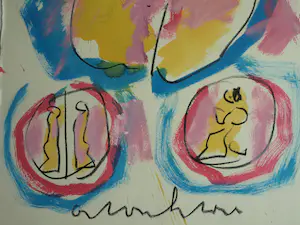 Anton Heyboer - Acryl en pastel , Symbolen – 79 x 53½ cm. kopen? Bied vanaf 125!