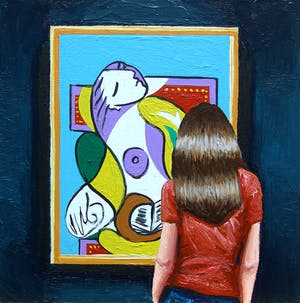 Gerard Boersma - La Lecture (Vrouw kijkend naar schilderij van Picasso) kopen? Bied vanaf 100!