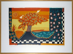 Diana van Hal - Linosnede, A place to be - Ingelijst (Groot) kopen? Bied vanaf 50!