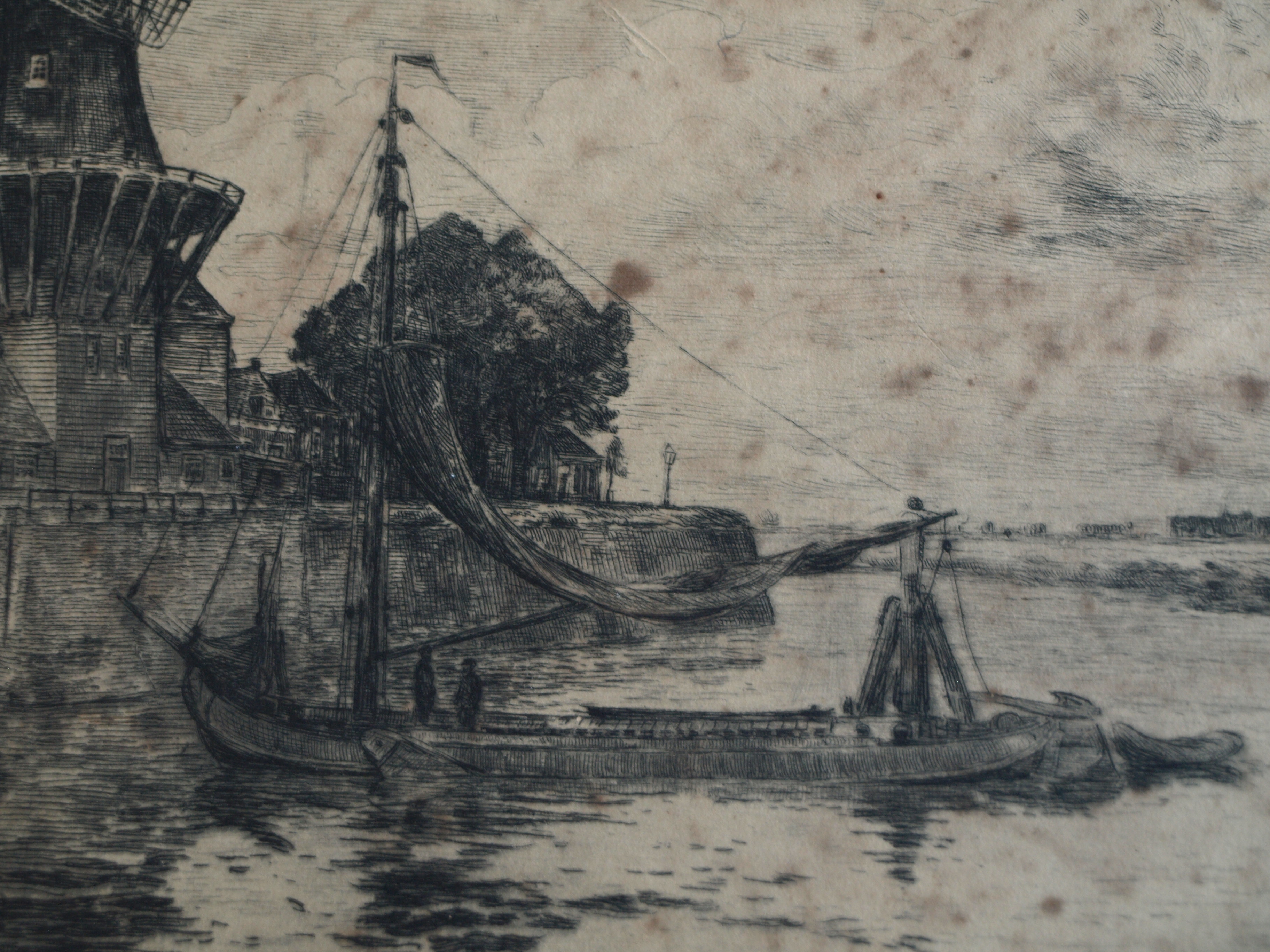 Waalko Jans Dingemans (sr.) - Ets, Molen aan het water – gesigneerd & ingelijst - 1917 kopen? Bied vanaf 1!