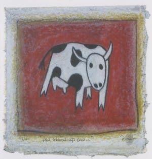 Hans Innemee - Zeefdruk, "The stand-up cow..." - Ingelijst kopen? Bied vanaf 1!