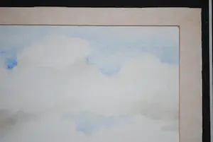Fred Hemmes - Strand met hoge wolkenlucht - mooi ingelijste aquarel kopen? Bied vanaf 25!
