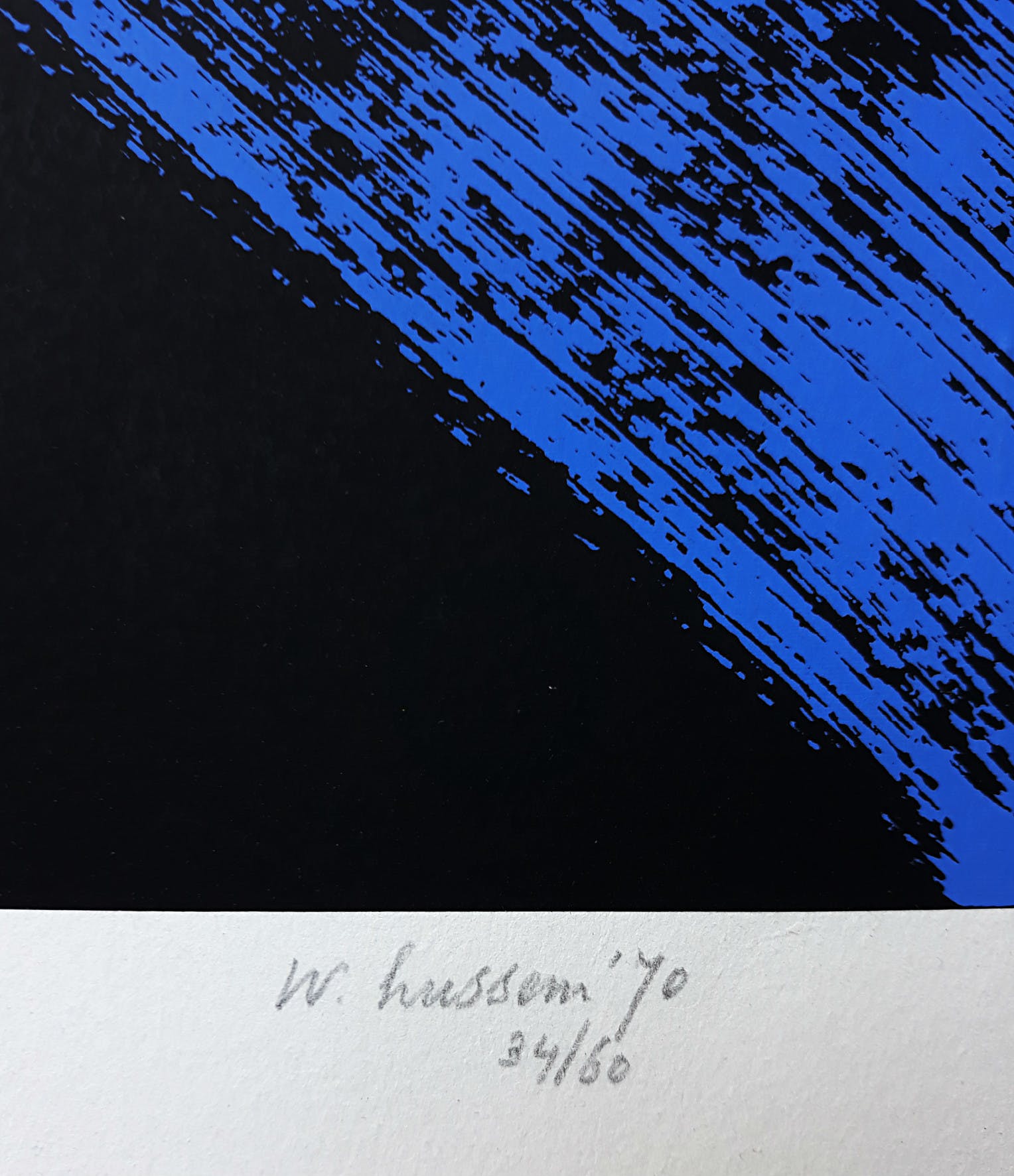 Willem Hussem - Compositie in blauw op zwart, zeefdruk kopen? Bied vanaf 275!