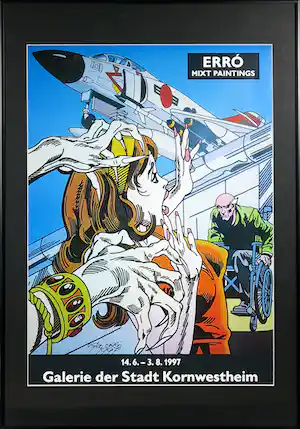 Guðmundur Erro - Gesigneerd affiche voor de tentoonstelling 'Mixt paintings' - Ingelijst verkauft für € 93!