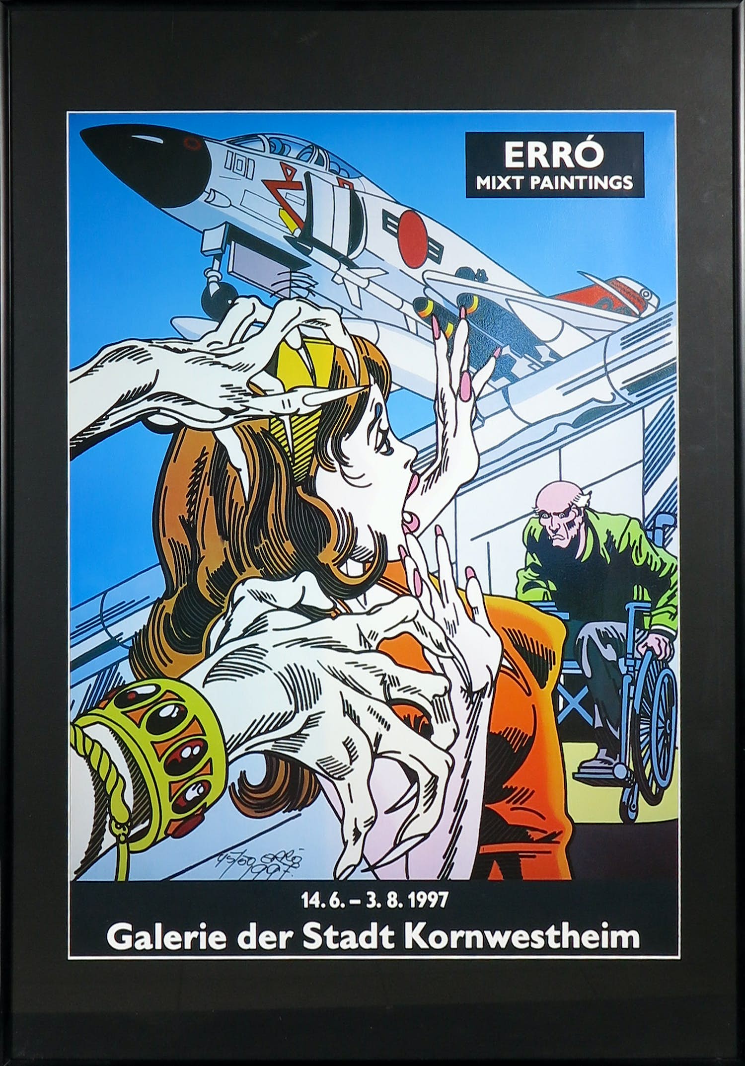 Guðmundur Erro - Gesigneerd affiche voor de tentoonstelling 'Mixt paintings' - Ingelijst verkocht voor € 1!