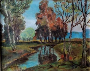 Johan Meijer - Herfstlandschap met Beek - Olieverf op doek - circa 1950 kopen? Bied vanaf 1!