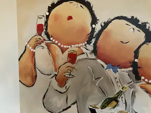 Theo Broeren - Glicée met acryl op doek ‘Chique in het wit’ (ZEER GROOT) kopen? Bied vanaf 160!