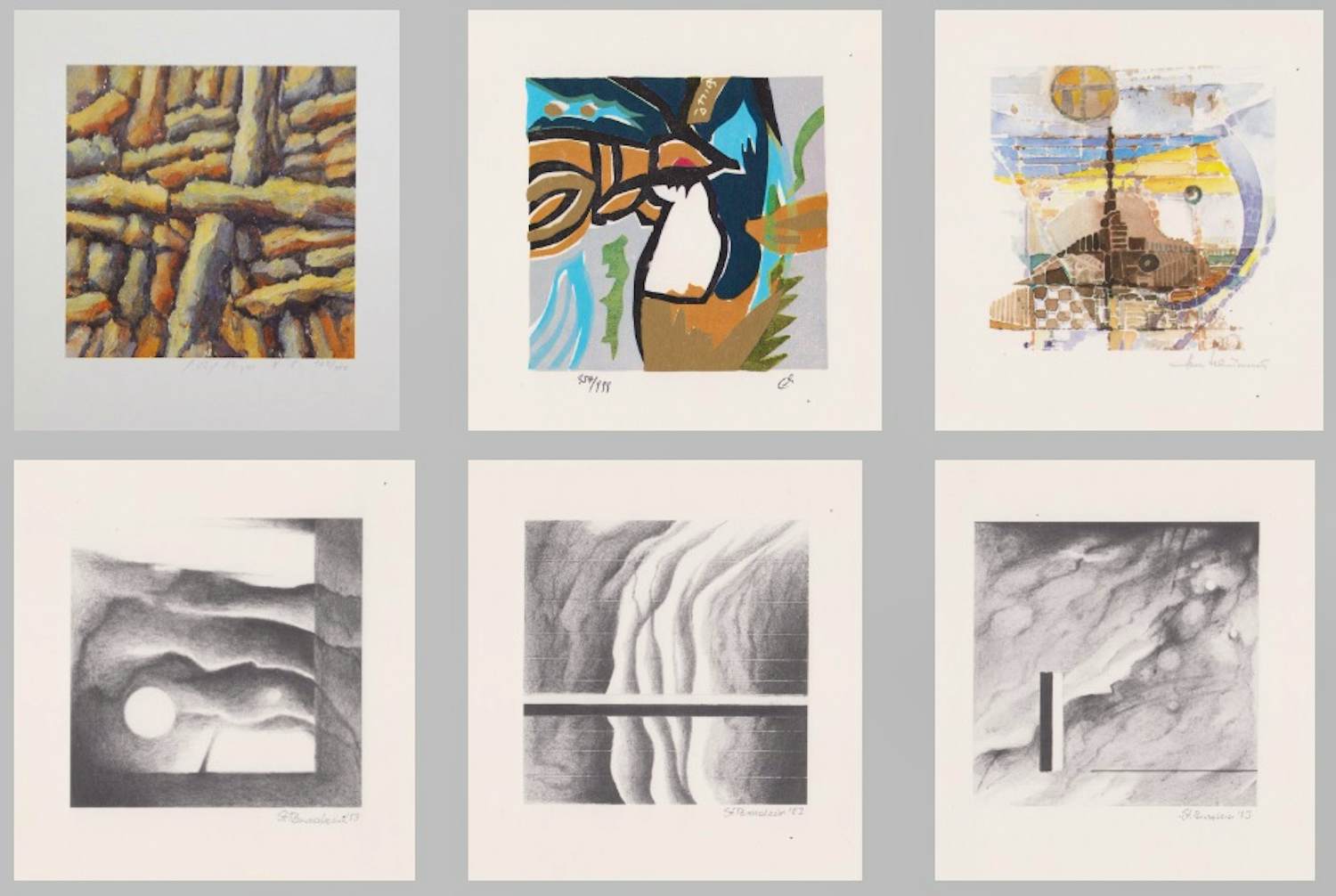 Rolf Meyn - e.a: zes handgesigneerde zeefdrukken: Abstracte Composities I t/m V1 kopen? Bied vanaf 29!