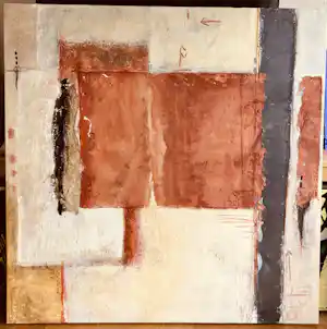 Jacqueline Bozon - groot - gemengde techniek - 'balance in life' - was € 1695,- verkocht voor € 140!