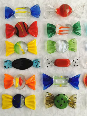 Seguso - 24x Murano Glas Snoepjes / Bonbons / Sweets - Vintage Kunst Venetië kopen? Bied vanaf 70!