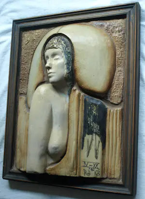 Klaas de Boer - & Reinier den Adel : Reliëfbeeld van keramiek , Keramisch tableau - 1983 kopen? Bied vanaf 500!