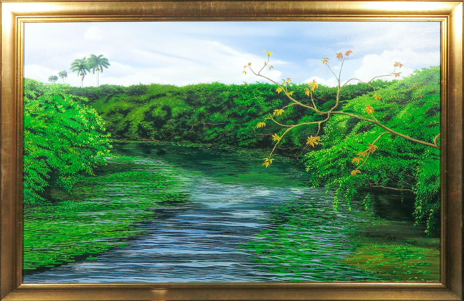 Jorge José Luis Joanicot - Olieverf op doek, Rio Ariguanabo - Ingelijst (Groot) verkocht voor € 100!