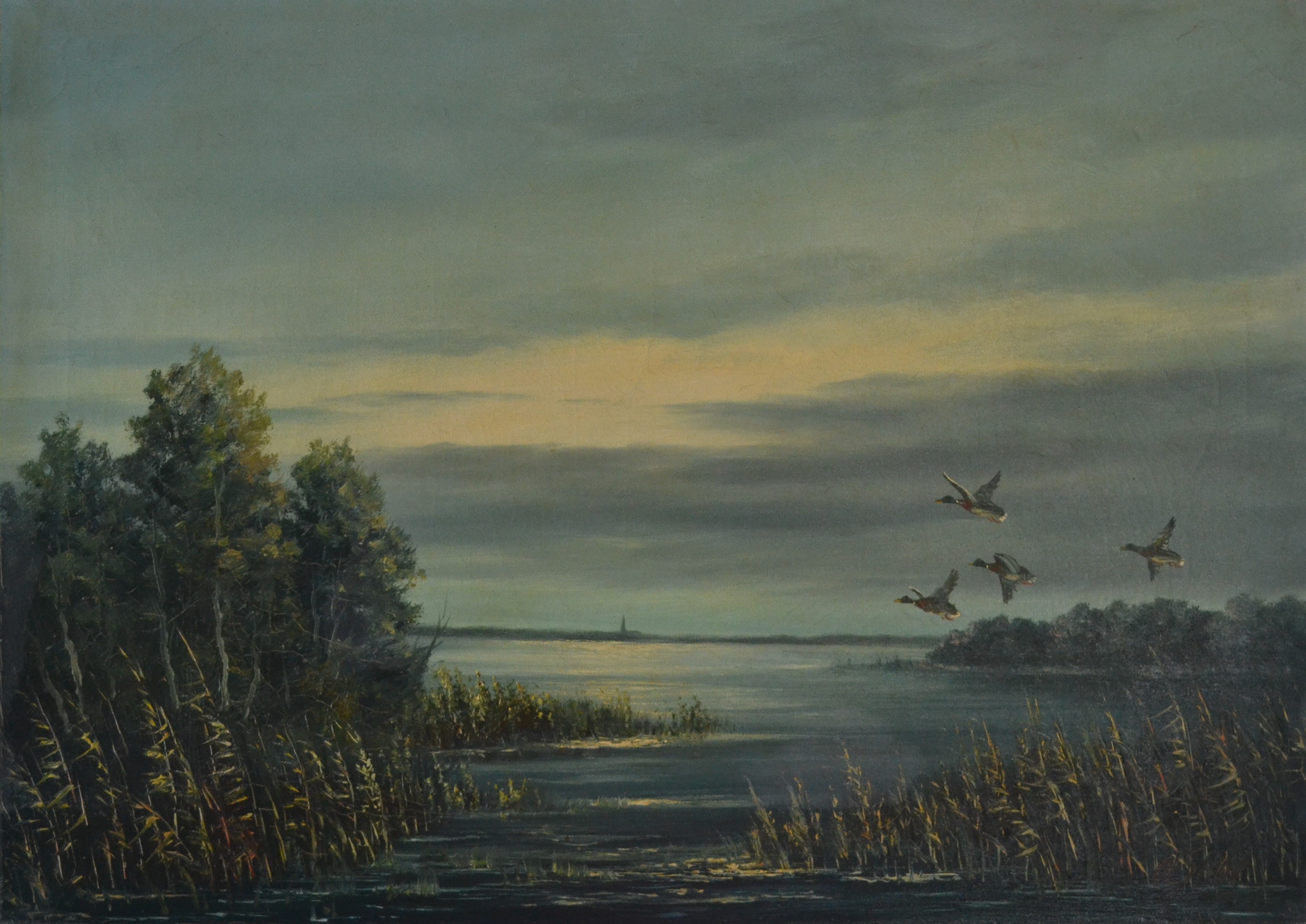 Niet of onleesbaar gesigneerd - Hollandse school - Overvliegende eenden kopen? Bied vanaf 1!