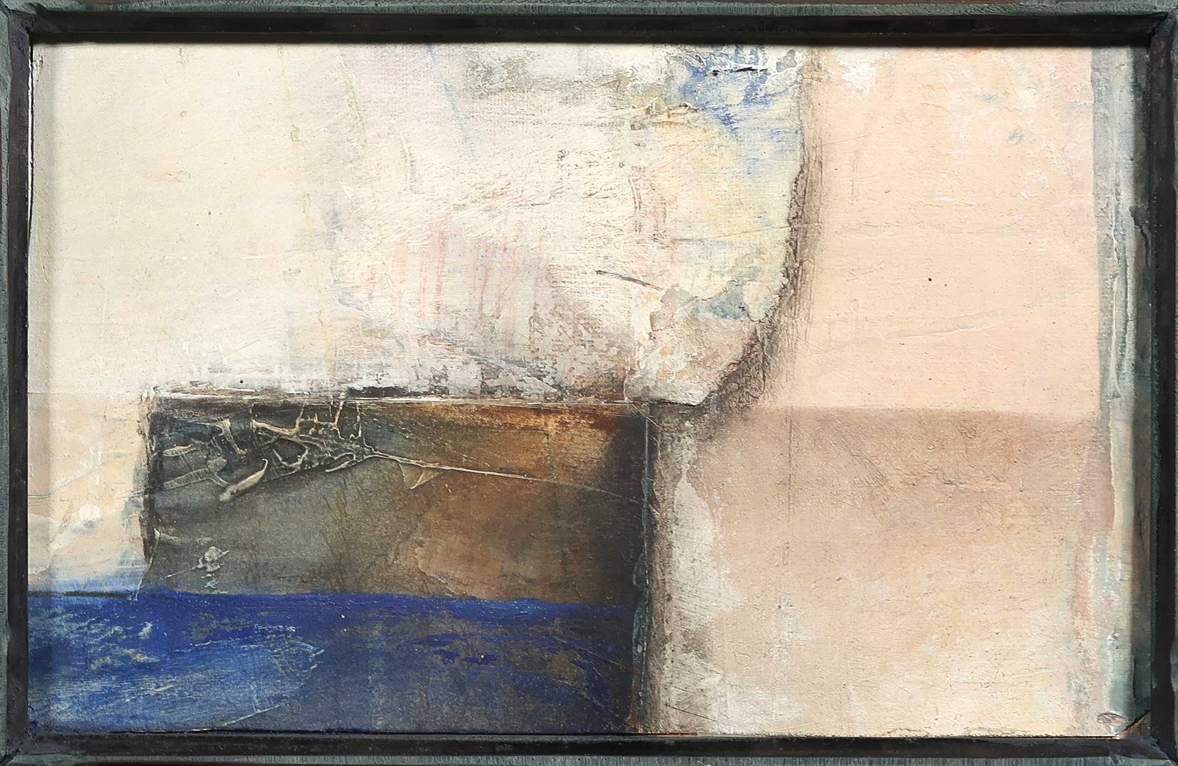 Aagje Pel - Gemengde techniek op paneel, Abstract landschap - Ingelijst kopen? Bied vanaf 20!