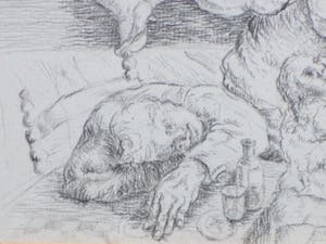 Fer Hakkaart - Feestend gezelschap - Tekening kopen? Bied vanaf 75!