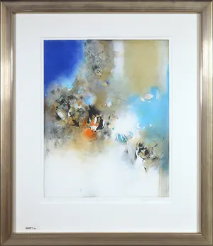 Gabriele Mierzwa - Kleurenets, Blauwe compositie - Ingelijst kopen? Bied vanaf 1!