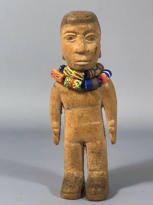Dogon - 190804 - Tribal used African Venavi EWE figure with old beads - Togo kopen? Bied vanaf 65!