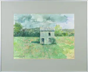 Kees Verwey - Aquarel, Landschap met huisje - Ingelijst kaufen? Bieten Sie von 400!