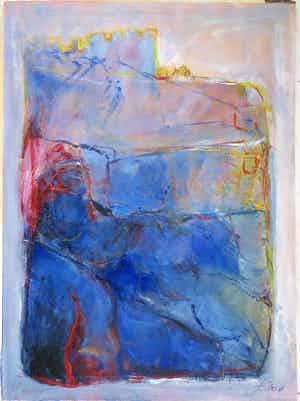 Franscz Witte - Gemengde techniek op papier, Abstract blauw verkocht voor € 1!