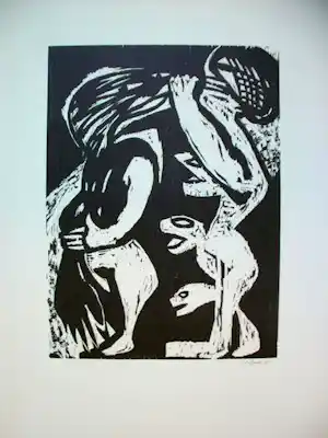 Ina Barfuss - Holzschnitt, o.T., Tierdarstellung 1985 kaufen? Bieten Sie von 90!