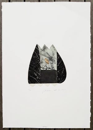 Jan Naezer - Abstracte composite, aquatint ets met bladgoud kopen? Bied vanaf 55!