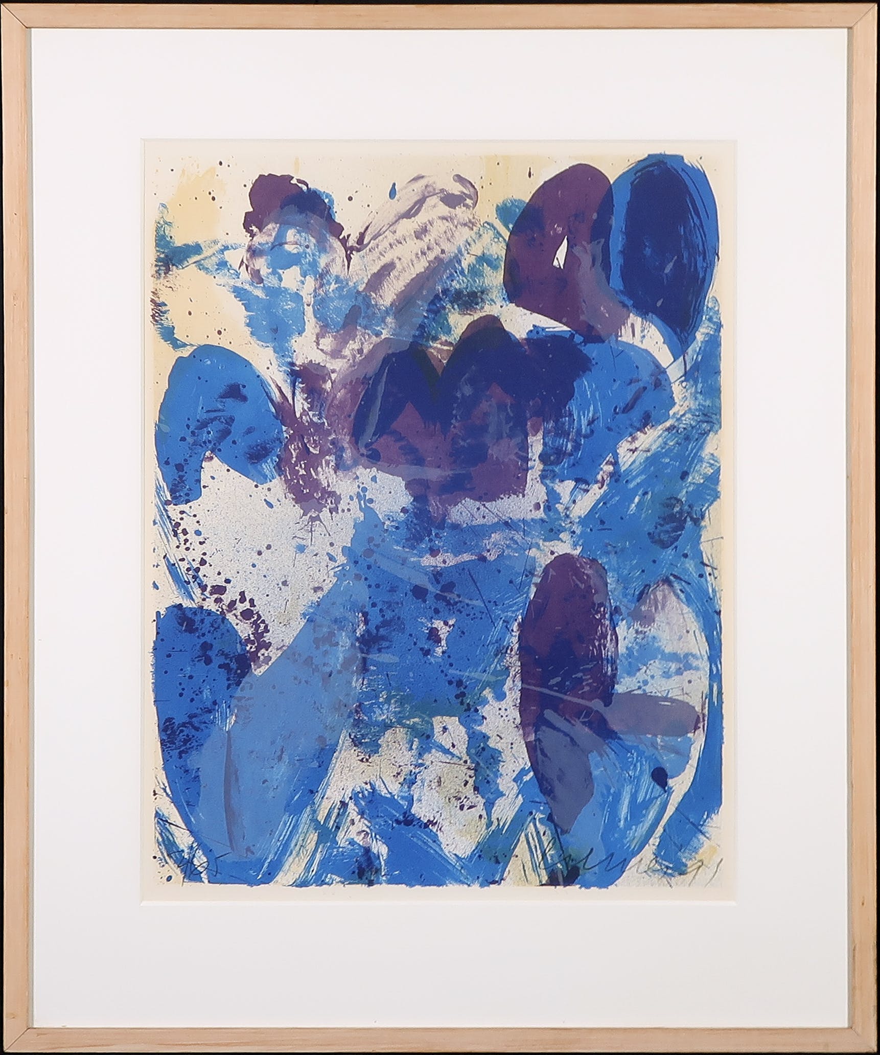 Jan Cremer - Zeefdruk, Blauwe en paarse tulpen - Ingelijst kopen? Bied vanaf 150!