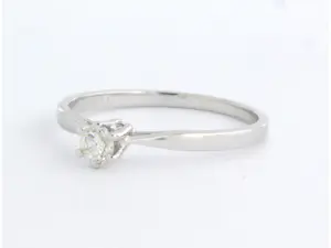 18k witgouden solitair ring met oud Europees geslepen diamant 0.11ct - rm 16.25 kopen? Bied vanaf 160!