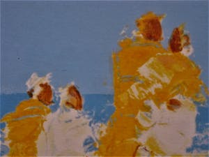 Wil Willemsen - Zeer kleine Oplage (18/20) zeefdruk "aan het strand" gesigneerd kopen? Bied vanaf 20!