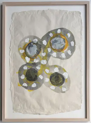 Jac Gijzen - gouache op Nepalees papier | 'Zonder titel' (INGELIJST) kaufen? Bieten Sie von 20!