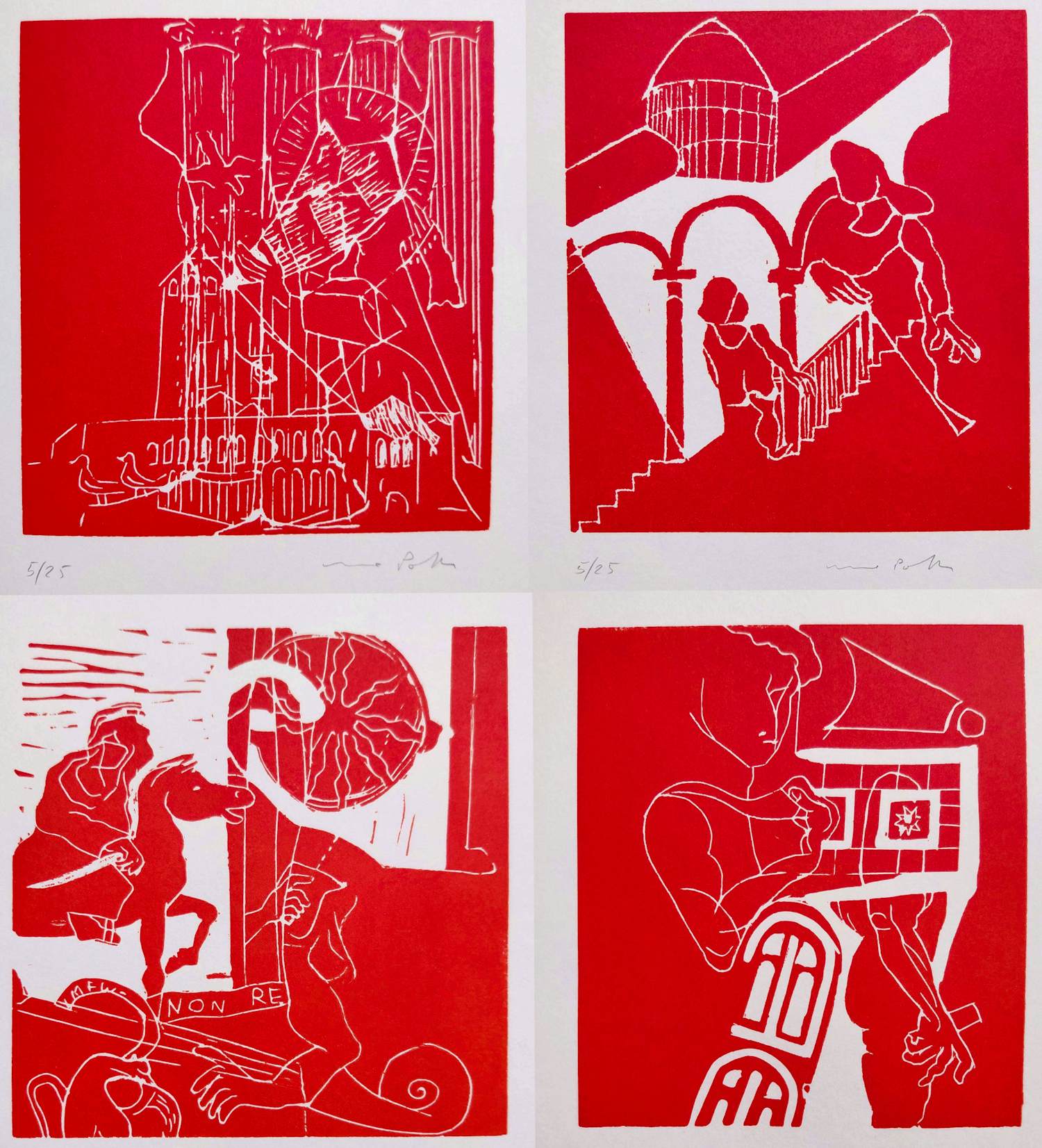 Uwe Poth - Italienische Reise, complete cassette met 12 handgesigneerde linosnedes kopen? Bied vanaf 495!