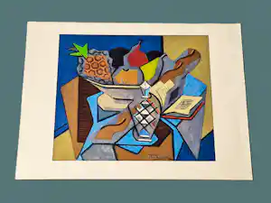 Jean Metzinger - de originele in 1925 gemaakte kubistische kleuren pochoir nature morte a l'ananas verkauft für € 340!