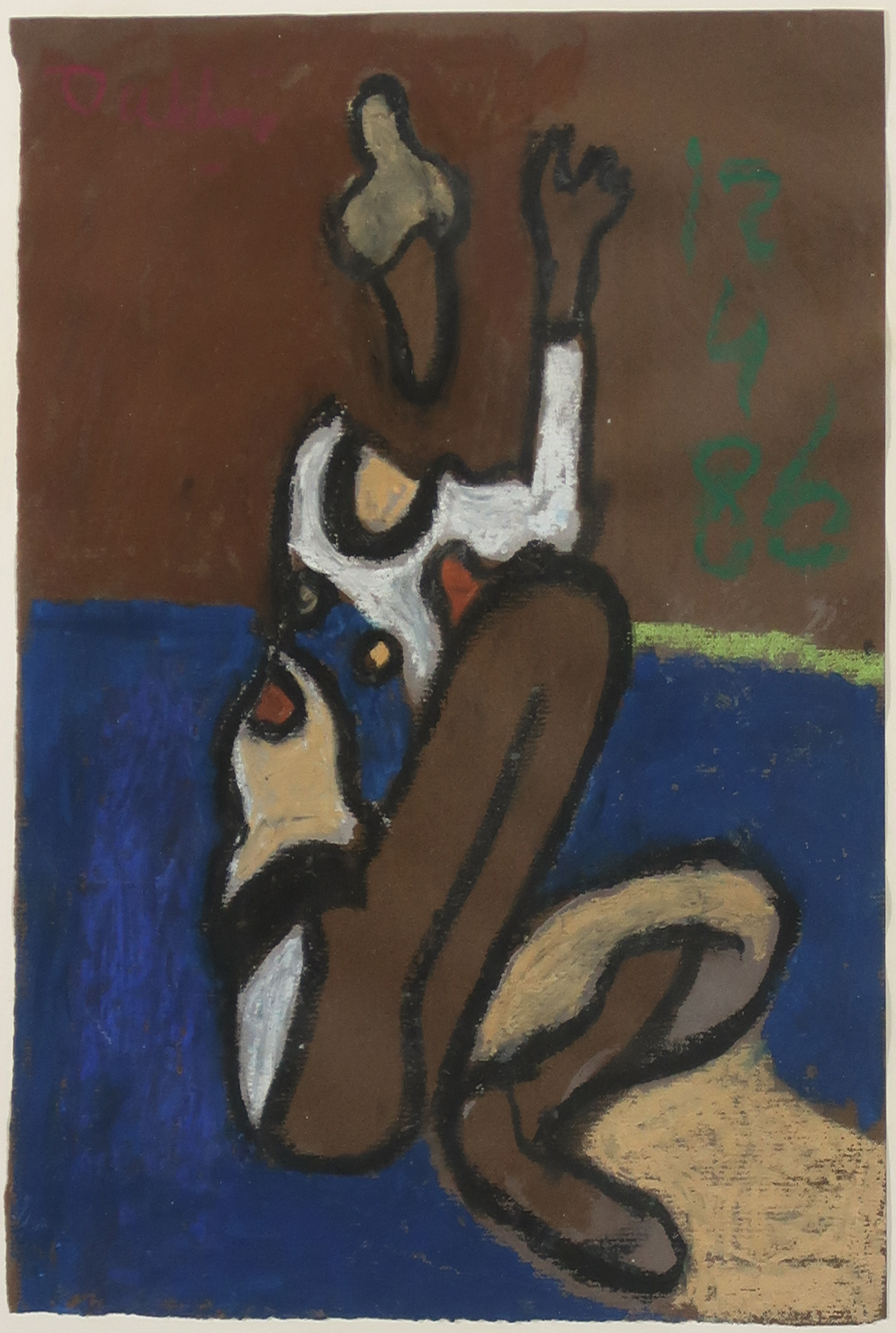 Ed Dukkers - Gemengde technieken, krijt met acryl verf op papier, Ingelijst kopen? Bied vanaf 120!