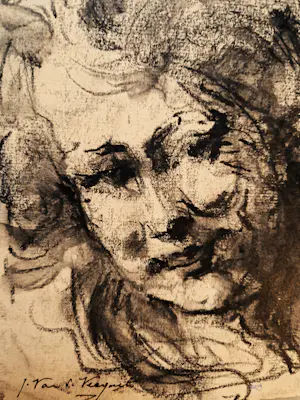 Niet of onleesbaar gesigneerd - Vroeg 20e of laat 19e eeuws impressionistisch houtskool portret - gesigneerd kopen? Bied vanaf 1!