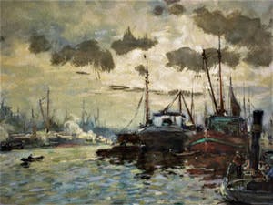 Hendrik Schaap - Delfts impressionist - 1908 - Gouache - "Bedrijvigheid in Haven" - gesigneerd kopen? Bied vanaf 10!