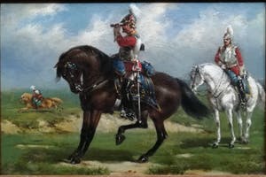 Hermanus Willem Koekkoek - Pruisische kurassier met verrekijker kopen? Bied vanaf 1350!