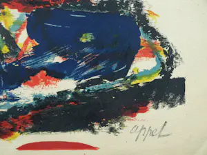 Karel Appel - Kleurenlitho ‘Musique Barbare’ in een barbaarse lijst – 1963 – Lijst, 50 x 60 cm kopen? Bied vanaf 10!