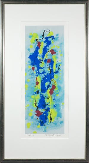 Nic Jonk - Zeefdruk, Abstracte compositie - Ingelijst kopen? Bied vanaf 1!